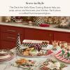 MACKENZIE-CHILDS Set of 2 Tempered Glass Cutting Boards, Countertop Cutting Boards, Purple-and-White Violet Check(Deck the Halls)
