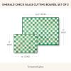 MACKENZIE-CHILDS Set of 2 Tempered Glass Cutting Boards, Countertop Cutting Boards, Purple-and-White Violet Check(Emerald Check)