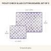 MACKENZIE-CHILDS Set of 2 Tempered Glass Cutting Boards, Countertop Cutting Boards, Purple-and-White Violet Check(Violet Check)