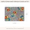 MACKENZIE-CHILDS Set of 4 Cork-Back Placemats, Hard-Finish Table Mats, Violet Check(Courtly Flower Market)