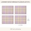 MACKENZIE-CHILDS Set of 4 Cork-Back Placemats, Hard-Finish Table Mats, Violet Check(Lavender Tartan)