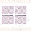 MACKENZIE-CHILDS Set of 4 Cork-Back Placemats, Hard-Finish Table Mats, Violet Check(Violet Check)