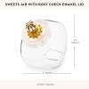 MACKENZIE-CHILDS Sweets Jar with Enamel Lid, Small Glass Cookie Jar or Kitchen Container, 0.5-Gallon Capacity, Purple-and-White Violet Check(Rosy Check)
