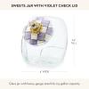 MACKENZIE-CHILDS Sweets Jar with Enamel Lid, Small Glass Cookie Jar or Kitchen Container, 0.5-Gallon Capacity, Purple-and-White Violet Check(Violet Check)