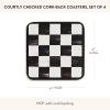 MACKENZIE-CHILDS Violet Check Cork Back Coasters, Set of 4(Courtly Checked)