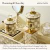 MACKENZIE-CHILDS Violet Check Glass Boutique Tissue Cover(Mocha Check Glass Boutique Tissue Box Cover)