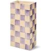 MACKENZIE-CHILDS Ceramic Pillar Vase, Unique Flower Vase Decor, Purple-and-White Violet Check(Violet Check)