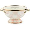 MACKENZIE-CHILDS Enamel Colander, Decorative Kitchen Strainer, Large, Purple-and-White Violet Check(Rosy Check)