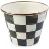 MACKENZIE-CHILDS Enamel Garden Pot, Decorative Pot for Plants, Outdoor Flowerpot Decor, Extra Large, Purple-and-White Violet Check(Courtly Check)