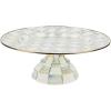 MACKENZIE-CHILDS Enamel Pedestal Platter, Round Cake Stand, Small, Purple-and-White Violet Check(Sterling Check)