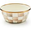 MACKENZIE-CHILDS Enamel Pinch Bowl, Small Bowl for Cooking Ingredients, 1.5-Cup Capacity, Purple-and-White Violet Check(Mocha Check)