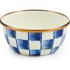 MACKENZIE-CHILDS Enamel Pinch Bowl, Small Bowl for Cooking Ingredients, 1.5-Cup Capacity, Purple-and-White Violet Check(Royal Check)