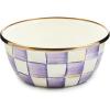 MACKENZIE-CHILDS Enamel Pinch Bowl, Small Bowl for Cooking Ingredients, 1.5-Cup Capacity, Purple-and-White Violet Check(Violet Check)