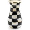 MACKENZIE-CHILDS Enamel Vase, Unique Flower-Vase Decor for Living Room, Tall, Purple-and-White Violet Check(Courtly Check)