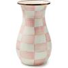 MACKENZIE-CHILDS Enamel Vase, Unique Flower-Vase Decor for Living Room, Tall, Purple-and-White Violet Check(Rosy Check)