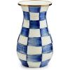 MACKENZIE-CHILDS Enamel Vase, Unique Flower-Vase Decor for Living Room, Tall, Purple-and-White Violet Check(Royal Check)