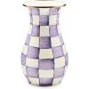 MACKENZIE-CHILDS Enamel Vase, Unique Flower-Vase Decor for Living Room, Tall, Purple-and-White Violet Check(Violet Check)