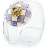 MACKENZIE-CHILDS Sweets Jar with Enamel Lid, Small Glass Cookie Jar or Kitchen Container, 0.5-Gallon Capacity, Purple-and-White Violet Check(Violet Check)