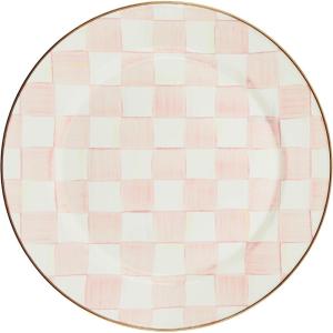 MACKENZIE-CHILDS Enamel Charger Plate, Charger Decoration Plate for Dinner or Home Decor, 12 Inches, Purple-and-White Violet Check(Rosy Check)