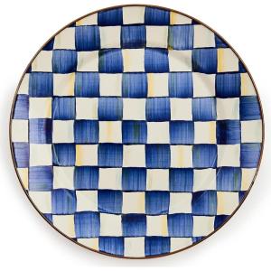 MACKENZIE-CHILDS Enamel Charger Plate, Charger Decoration Plate for Dinner or Home Decor, 12 Inches, Purple-and-White Violet Check(Royal Check)