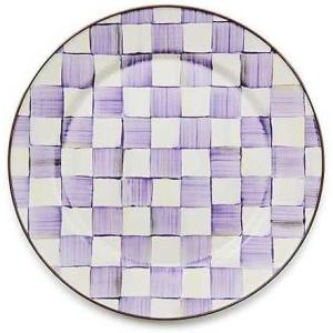 MACKENZIE-CHILDS Enamel Charger Plate, Charger Decoration Plate for Dinner or Home Decor, 12 Inches, Purple-and-White Violet Check(Violet Check)