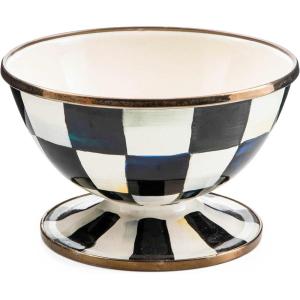 MACKENZIE-CHILDS Enamel Ice Cream Bowl, Serving Bowl for Entertaining, 2-Cup Capacity, Purple-and-White Violet Check(Courtly Check)