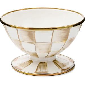 MACKENZIE-CHILDS Enamel Ice Cream Bowl, Serving Bowl for Entertaining, 2-Cup Capacity, Purple-and-White Violet Check(Mocha Check)