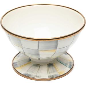 MACKENZIE-CHILDS Enamel Ice Cream Bowl, Serving Bowl for Entertaining, 2-Cup Capacity, Purple-and-White Violet Check(Sterling Check)