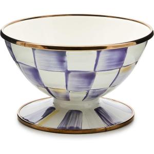 MACKENZIE-CHILDS Enamel Ice Cream Bowl, Serving Bowl for Entertaining, 2-Cup Capacity, Purple-and-White Violet Check(Violet Check)