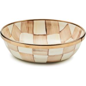 MACKENZIE-CHILDS Enamel Relish Dish, Small Serving Bowl for Entertaining, Black-and-White Courtly Check(Mocha Check)