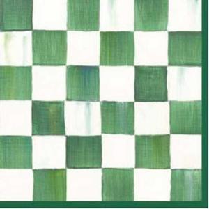 MACKENZIE-CHILDS Pack of 20 Cocktail Paper Napkins, Decorative Napkins for Parties, Purple-and-White Violet Check(Emerald Check)