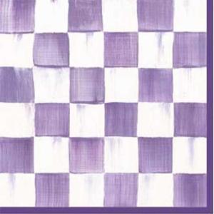 MACKENZIE-CHILDS Pack of 20 Cocktail Paper Napkins, Decorative Napkins for Parties, Purple-and-White Violet Check(Violet Check)