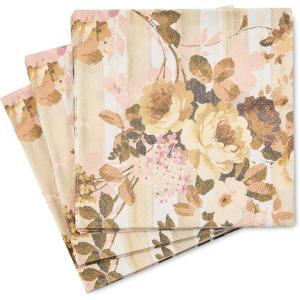 MACKENZIE-CHILDS Pack of 20 Cocktail Paper Napkins, Decorative Napkins for Parties, Purple-and-White Violet Check(Wild Rose)