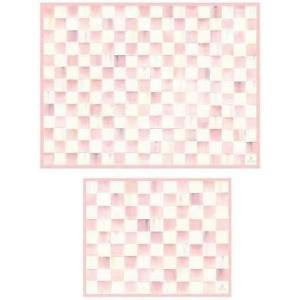MACKENZIE-CHILDS Set of 2 Tempered Glass Cutting Boards, Countertop Cutting Boards, Purple-and-White Violet Check(Rosy Check)