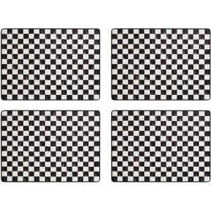 MACKENZIE-CHILDS Set of 4 Cork-Back Placemats, Hard-Finish Table Mats, Violet Check(Courtly Check)