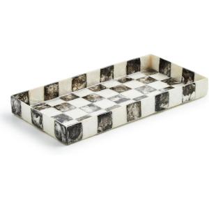 MACKENZIE-CHILDS Violet Check Capiz Vanity Tray(Courtly Check)