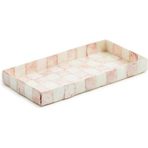 MACKENZIE-CHILDS Violet Check Capiz Vanity Tray(Rosy Check)