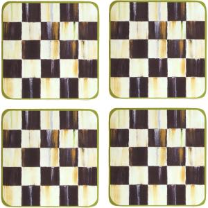 MACKENZIE-CHILDS Violet Check Cork Back Coasters, Set of 4(Courtly Check)