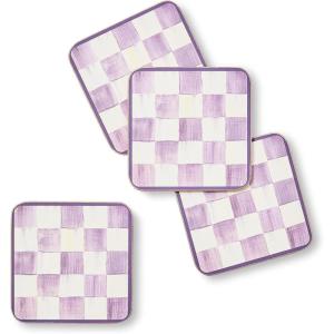 MACKENZIE-CHILDS Violet Check Cork Back Coasters, Set of 4(Violet Check)