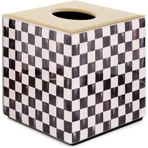 MACKENZIE-CHILDS Violet Check Glass Boutique Tissue Cover(Courtly Check Glass Boutique Tissue Box Cover)