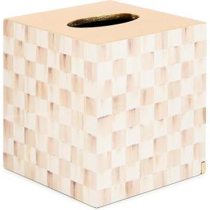 MACKENZIE-CHILDS Violet Check Glass Boutique Tissue Cover(Mocha Check Glass Boutique Tissue Box Cover)