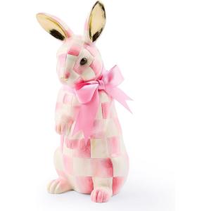 MACKENZIE-CHILDS Violet Check Standing Bunny Figurine(Bubblegum Check)
