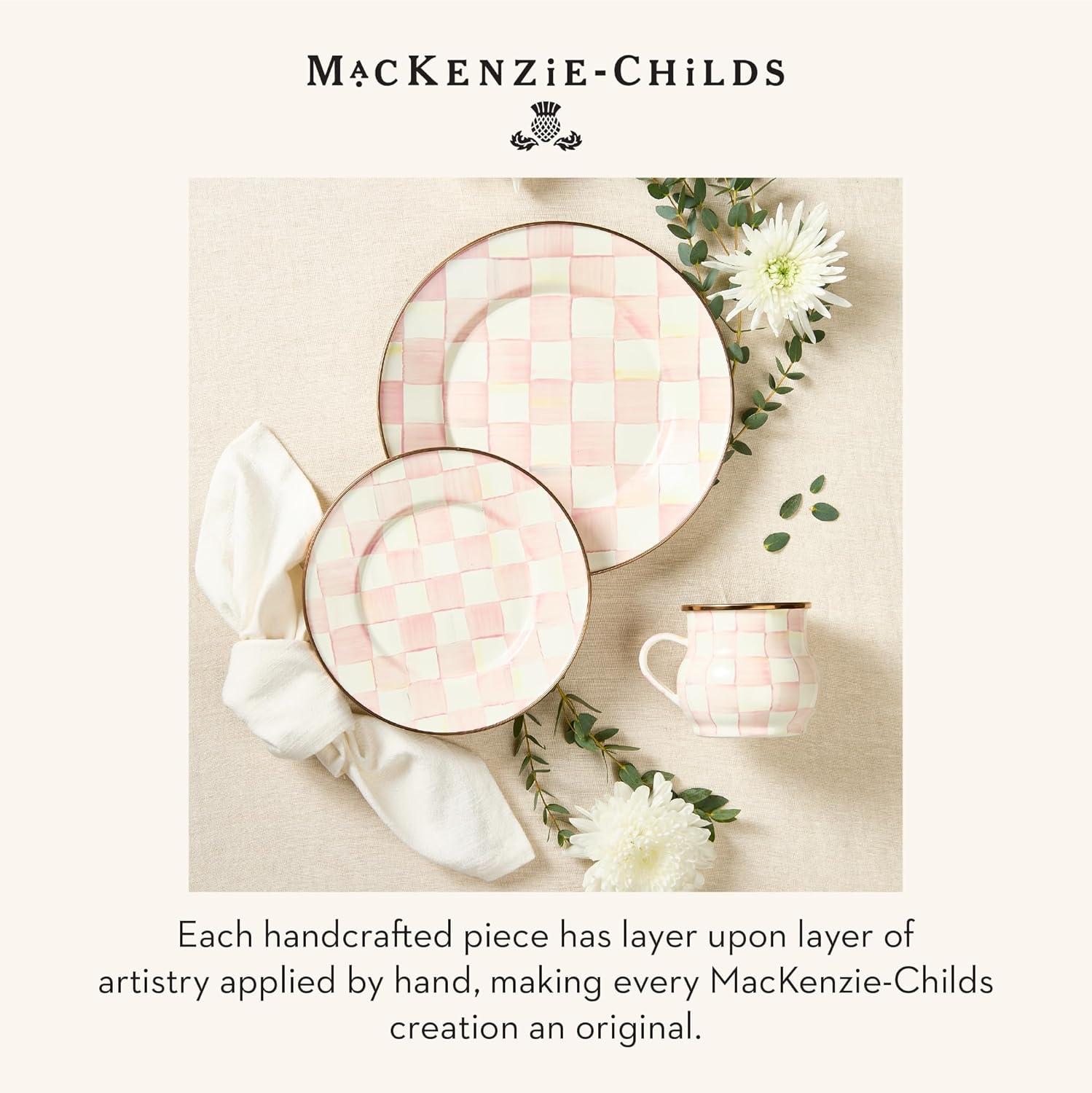 image:imageMACKENZIECHILDS Enamel Salad and Dessert Plate Small Plate for a Dessert or Appetizer Dish 8 Inches PurpleandWhite Violet CheckRosy Check