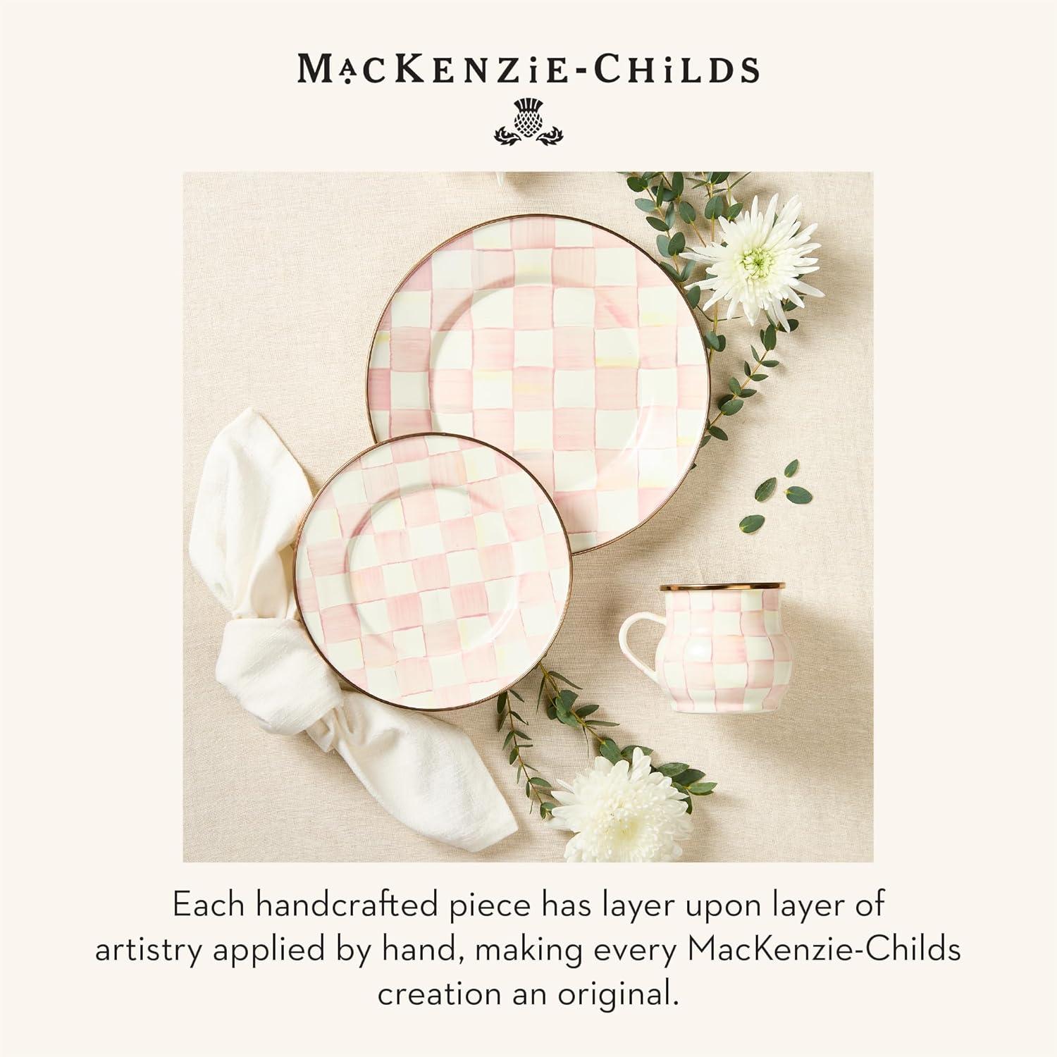 image:imageMACKENZIECHILDS Enamel Salad and Dessert Plate Small Plate for a Dessert or Appetizer Dish 8 Inches PurpleandWhite Violet CheckRosy Check