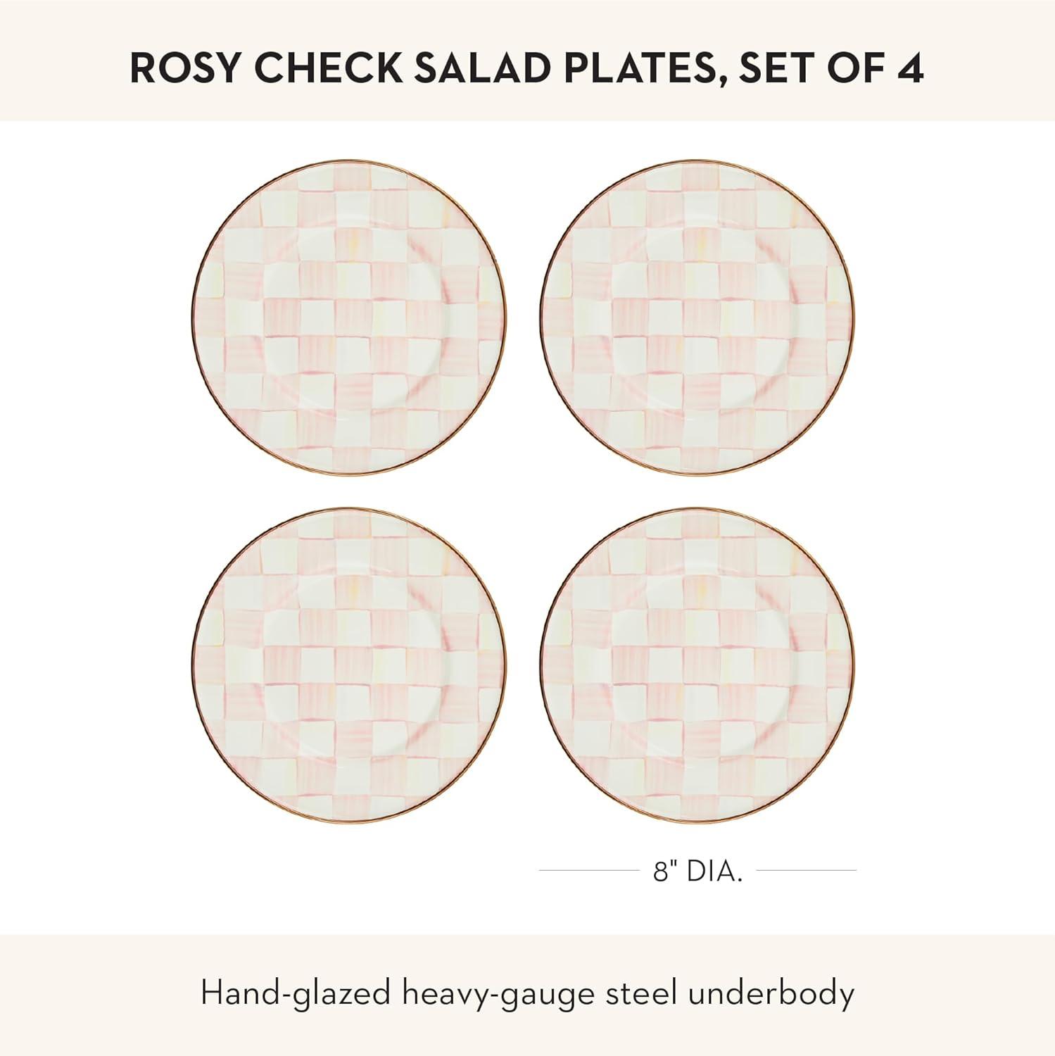 image:imageMACKENZIECHILDS Enamel Salad and Dessert Plate Small Plate for a Dessert or Appetizer Dish 8 Inches PurpleandWhite Violet CheckRosy Check