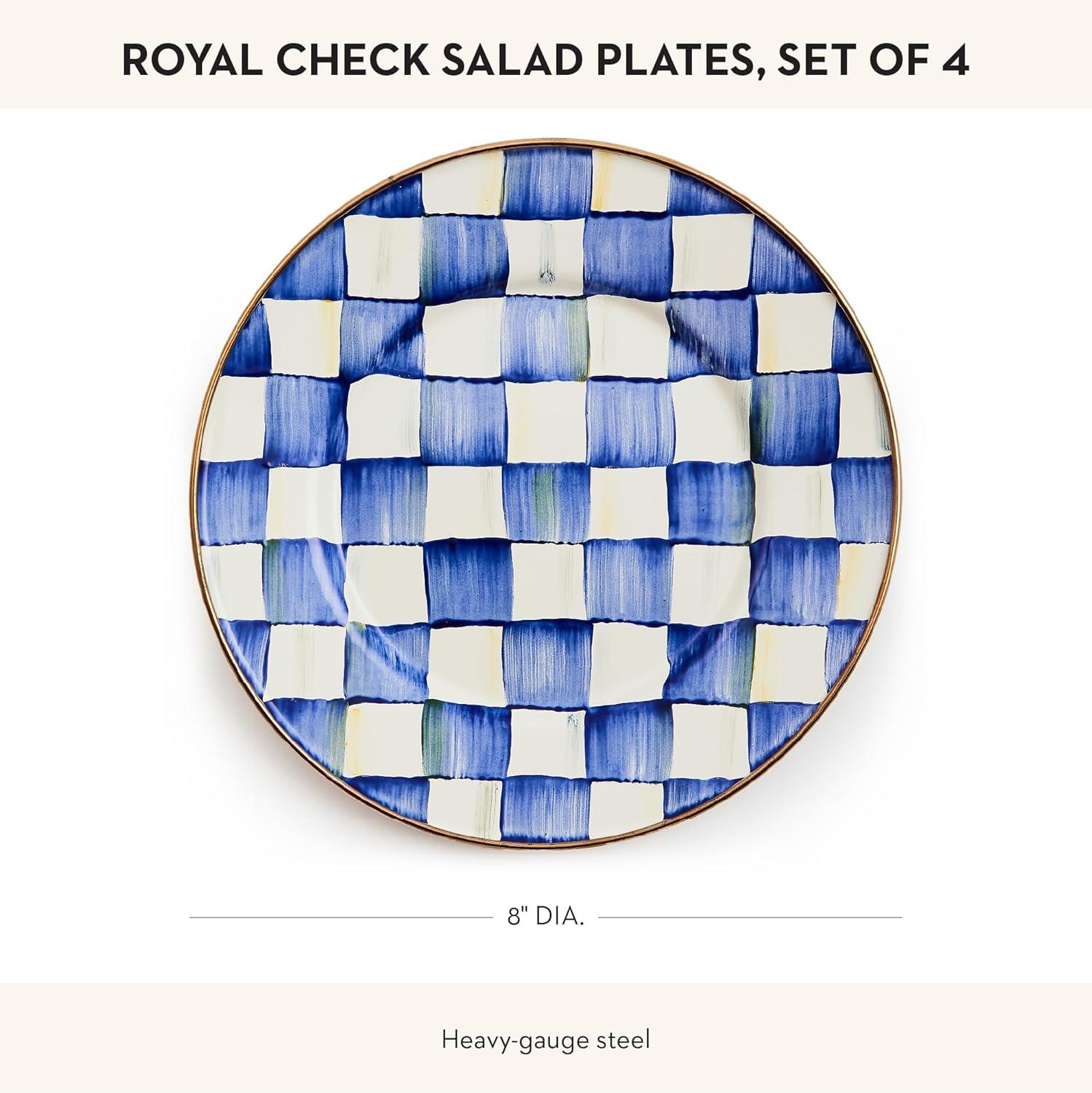 image:imageMACKENZIECHILDS Enamel Salad and Dessert Plate Small Plate for a Dessert or Appetizer Dish 8 Inches PurpleandWhite Violet CheckRoyal Check