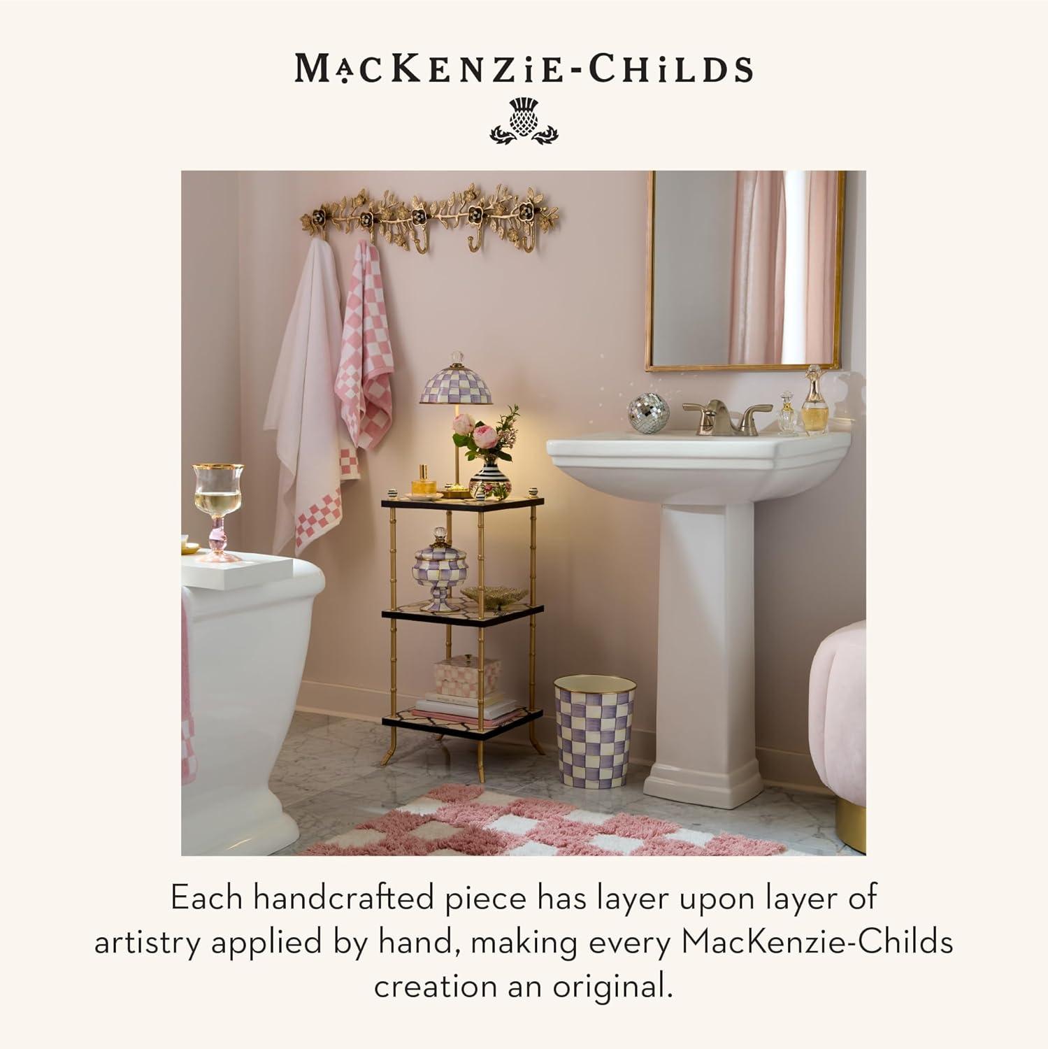 image:imageMACKENZIECHILDS Enamel ToiletTissue Storage Decorative ToiletPaperHolder Stand for Bathroom PurpleandWhite Violet CheckViolet Check