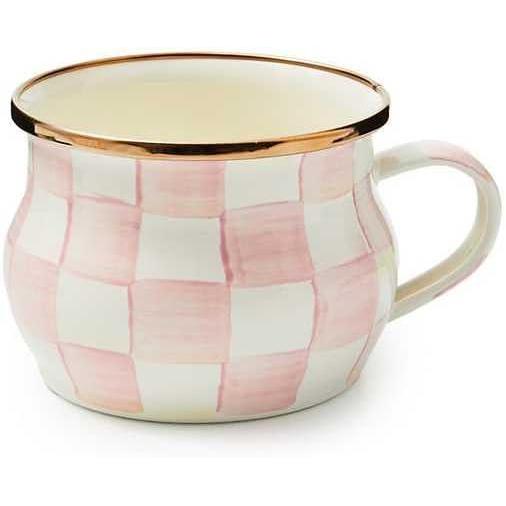 image:imageMACKENZIECHILDS Enamel Teacup Unique Coffee and Tea Mug Enamel Cup for Hot Tea PurpleandWhite Violet CheckRosy Check