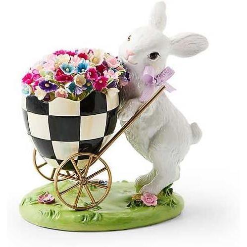 image:imageMACKENZIECHILDS Frolic Spring Bunny Egg Cart Figurine