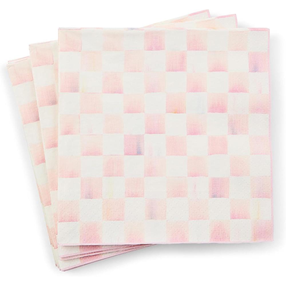 image:imageMACKENZIECHILDS Pack of 20 Dinner Paper Napkins Decorative Napkins for Parties PurpleandWhite Violet CheckRosy Check